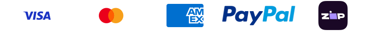 Payment options: Visa, Mastercard, American Express, PayPal and Zip.